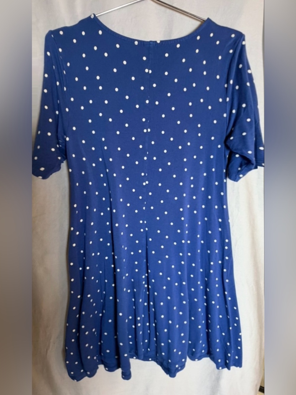 Old Navy Women’s M Petite Blue White Polka Dot Swing Dress Elbow Sleeve